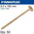 TIMBER CS SCREW 8.0 X 160MM X50-BOX TORX T40